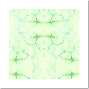 Shades of Green Liquid Paint - Watercolor Rain Painting Mirror Pattern Posters and Art